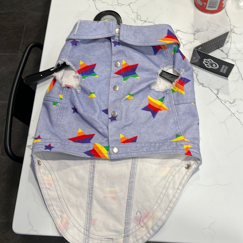 Denim dog vest